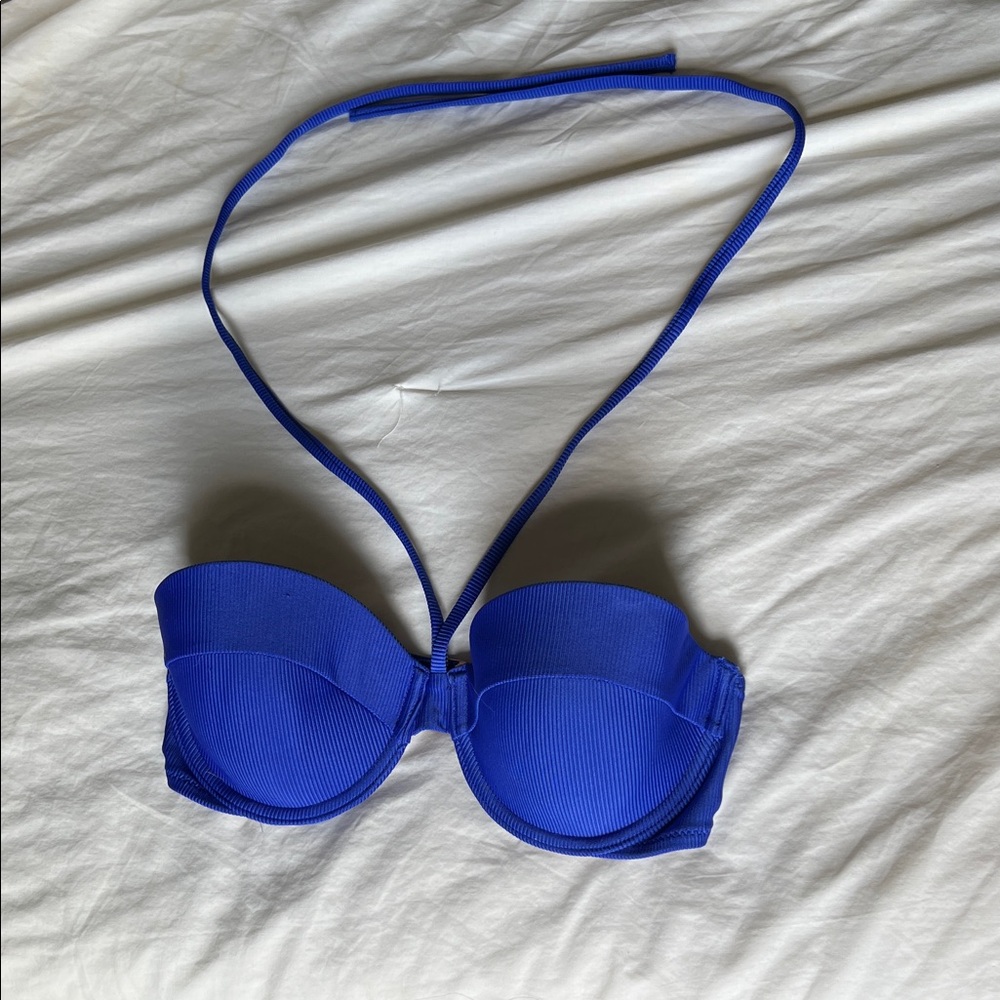 Blue Halter Bikini Top